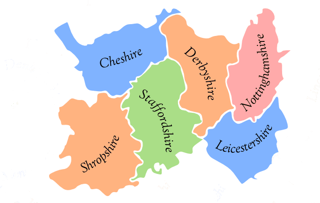 LTA Stocktakers Staffordshire area map